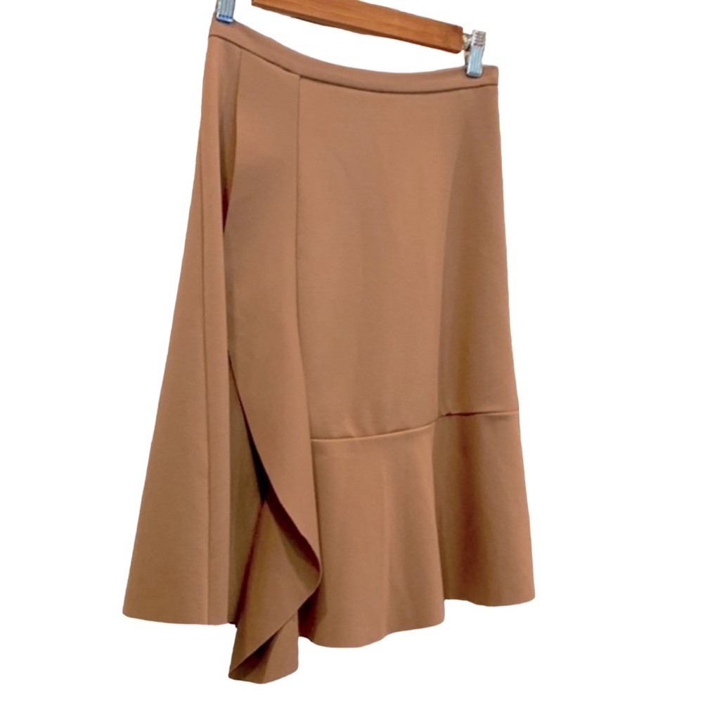 FEM Ruffle Front A-line Skirt Viscose Blend Fabric Neutral Color Size Medium